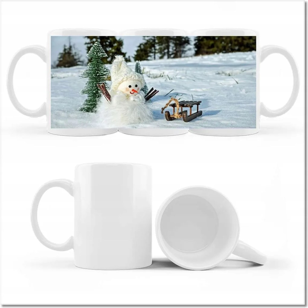 Fotó bögre Hóember szánkó