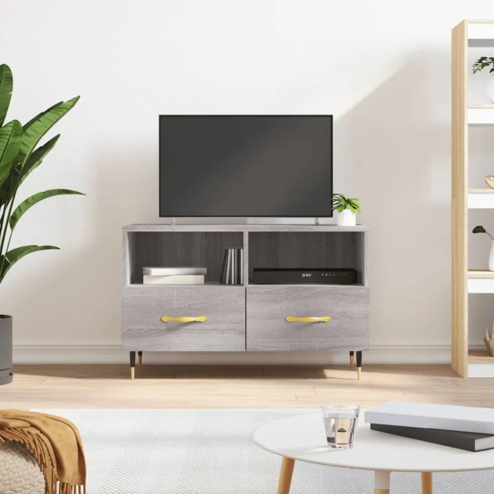 szürke sonoma színű szerelt fa TV-szekrény 80x36x50 cm