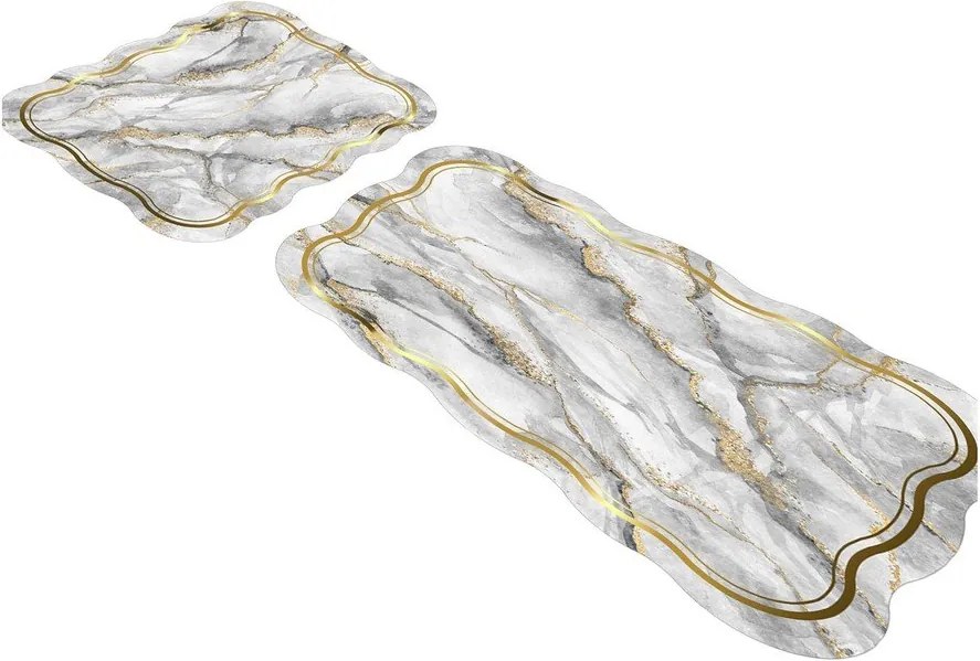 Szürke-aranyszínű fürdőszobai kilépő szett 2 db-os 60x100 cm – Foutastic