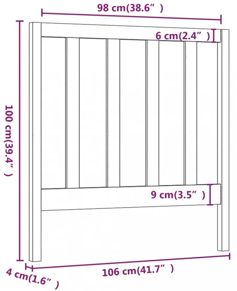 mézbarna tömör fenyőfa ágyfejtámla 106 x 4 x 100 cm