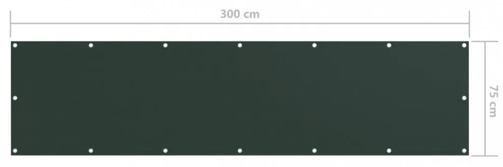 sötétzöld oxford-szövet erkélyparaván 75 x 300 cm