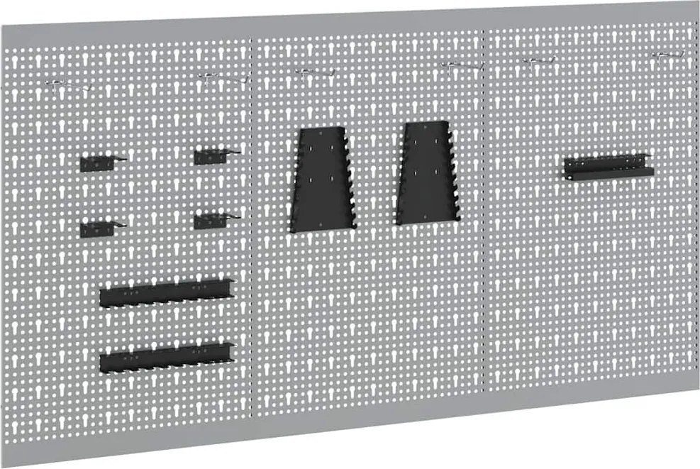 vidaXL Szerszámfal Panel 3 pcs Szürke 150 x 1 x 80 cm