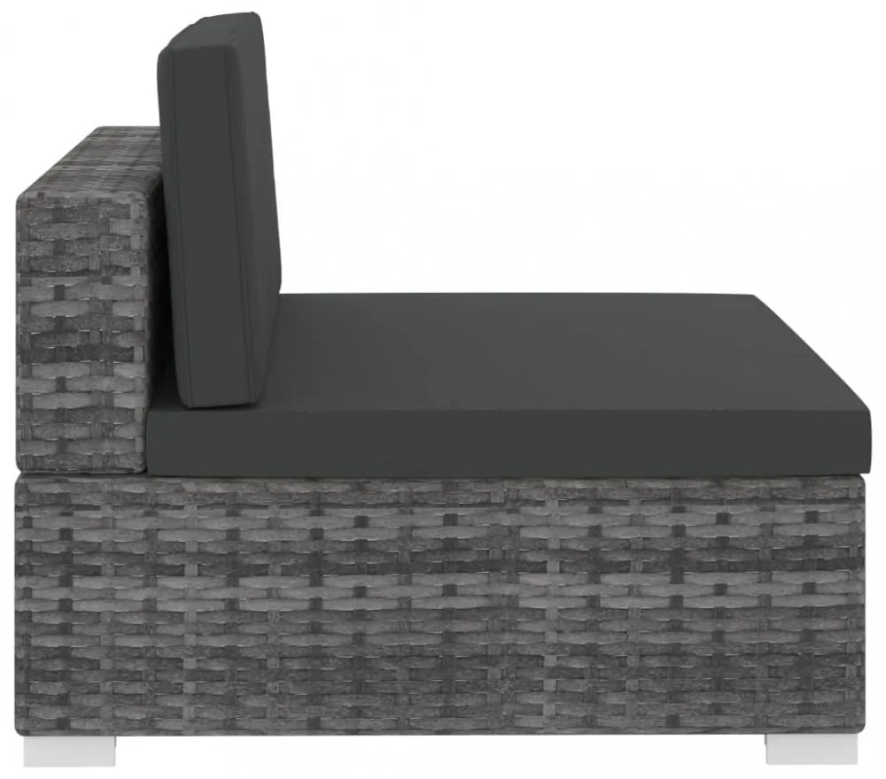3 részes szürke polyrattan kerti kanapészett párnákkal