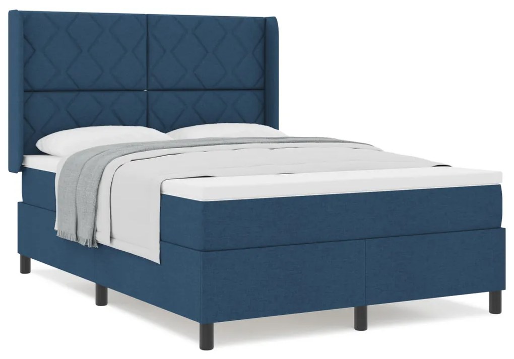Boxspring Ágy Matrac Fekvőfelület Kék 140x200 cm Szövet