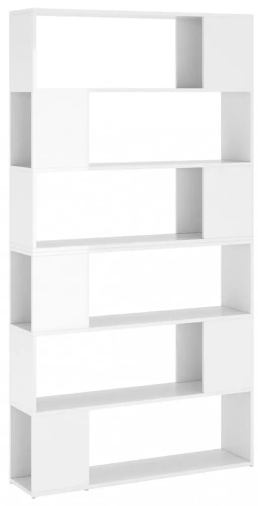 magasfényű fehér térelválasztó könyvszekrény 100 x 24 x 188 cm