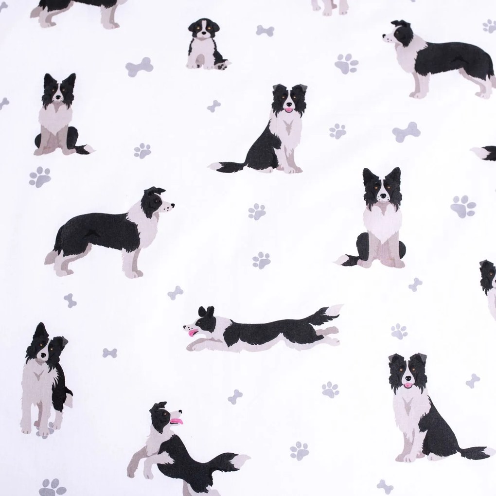 3D Pamut ágynemű BORDER COLLIE fehér, 100% pamut Ágyneműhuzat mérete: 70 x 90 cm | 140 x 200 cm