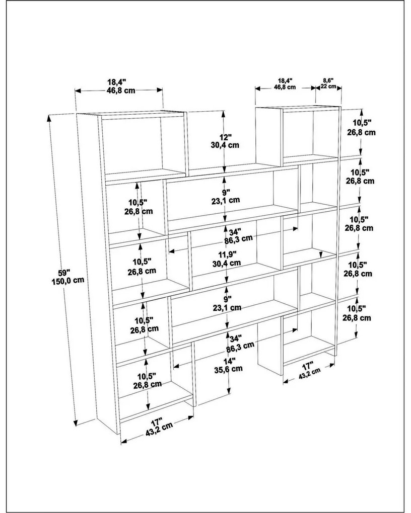 Poyraz Black and Oak könyvespolc