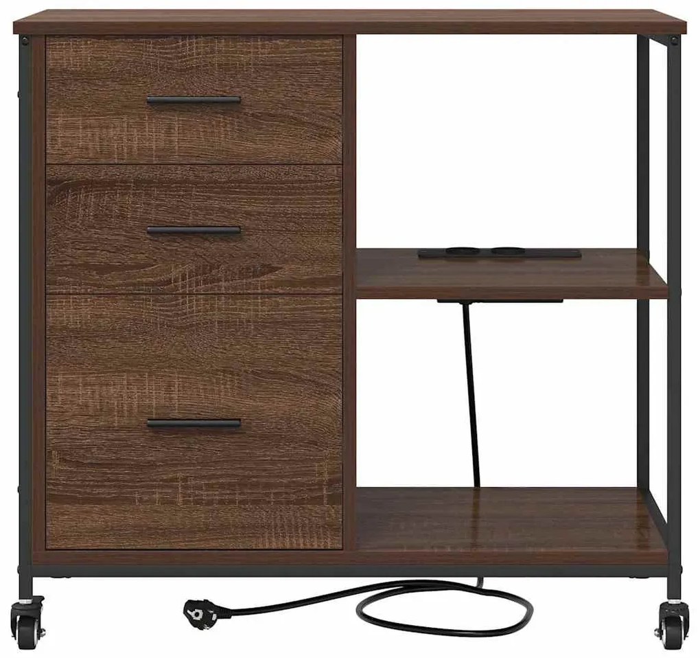 Irodai szekrény kerékkel barna tölgy 76 x 41 x 72 cm Faanyag