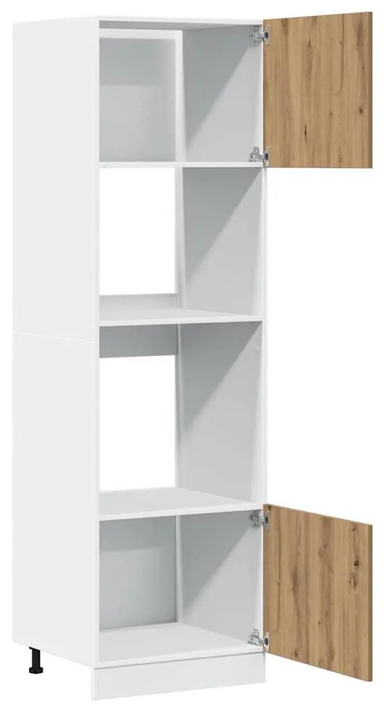 vidaXL “Lyon” kézműves tölgy szerelt fa mikrohullámúsütő-szekrény