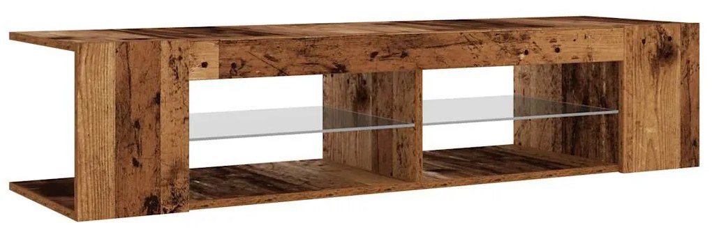 antik fa színű szerelt fa TV-szekrény LED-ekkel 135x39x30 cm