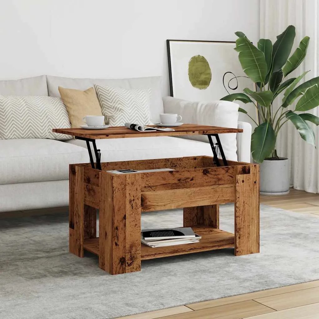 Antik fás szerelt fa dohányzóasztal 79 x 49 x 41 cm