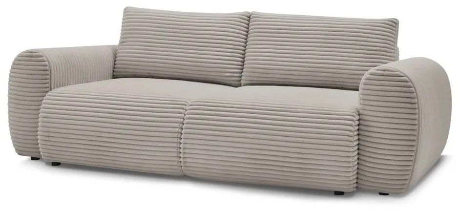 Világosszürkés bézs kordbársony kinyitható kanapé 257 cm Lucien – Bobochic Paris
