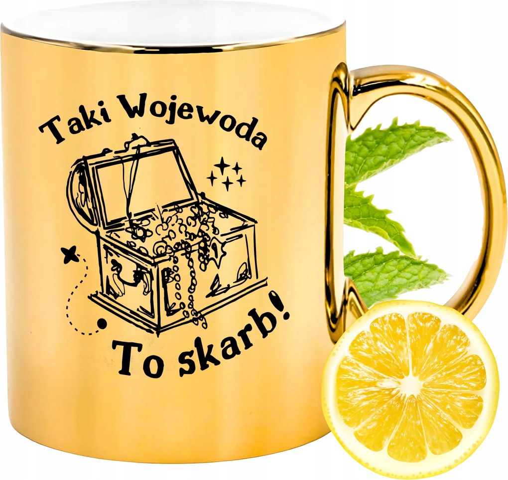 Arany csillogó bögre vajdasági ajándék fényképes nyomtatással