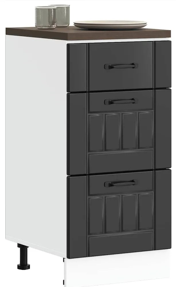 fekete, műfa konyhaszekrény „Lucca”