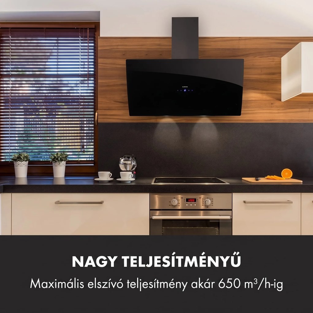Klarstein Annabelle 90, páraelszívó, üveg, 595 m³/ó, érintőképernyős, fekete