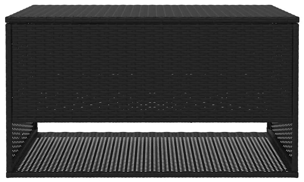 Fekete polyrattan kültéri párna doboz 100x55x55,5 cm