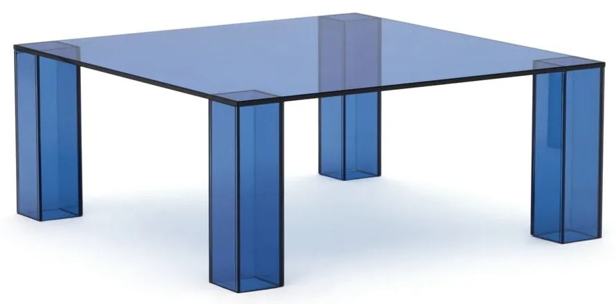 Kék üveg dohányzóasztal 85x85 cm Adularia – Kave Home
