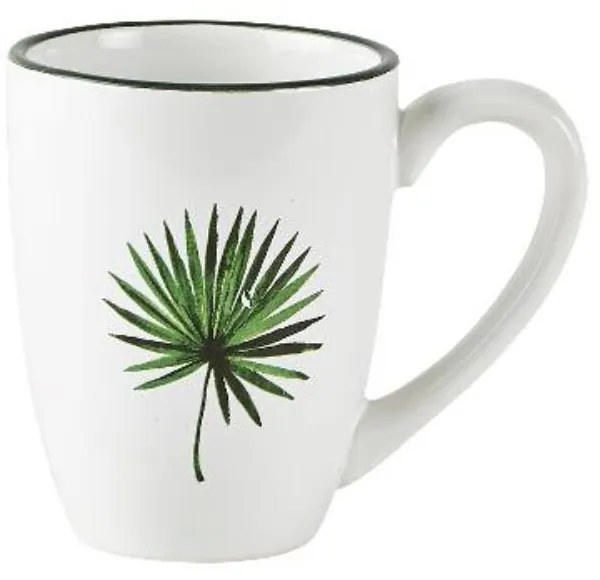 Pálmaleveles bögre II., fehér/zöld kerámia