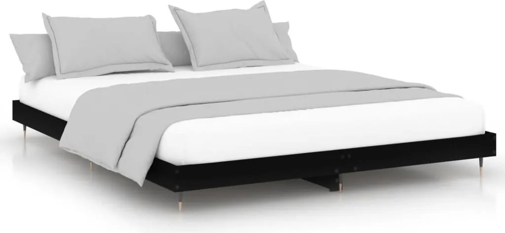 vidaXL fekete szerelt fa ágykeret 200 x 200 cm