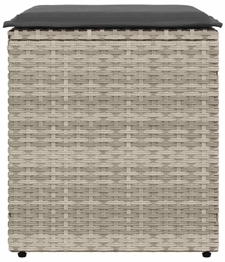 2 db világosszürke polyrattan kerti szék párnával 40x40x43 cm