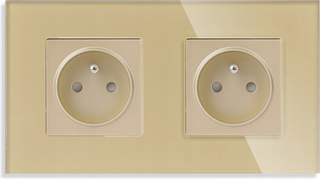 Kontakt Elektromos Aljzat Tűvel Vízszintes Üveg FI60 Dupla Arany