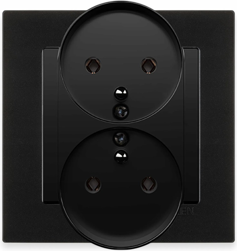 Exen Dupla földelt aljzat E típus Fekete metál keret Fekete Met