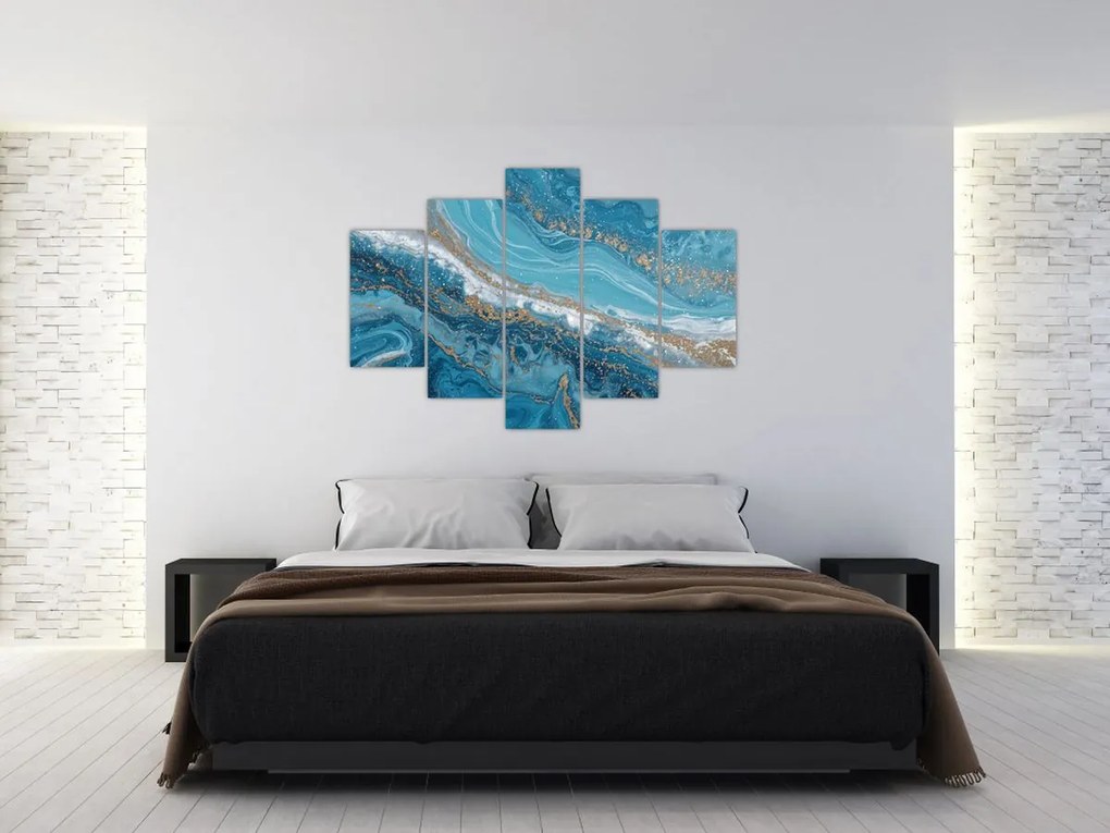 Kép - Világoskék márvány arannyal I. (150x105 cm)