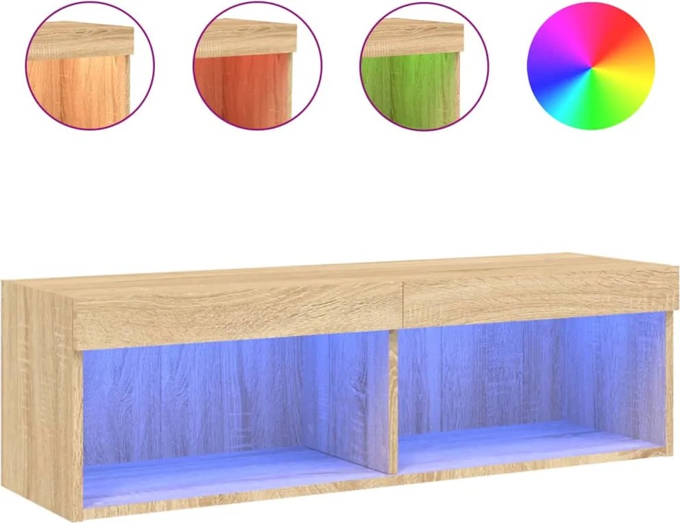 vidaXL sonoma tölgy színű TV-szekrény LED-világítással 100x30x30 cm