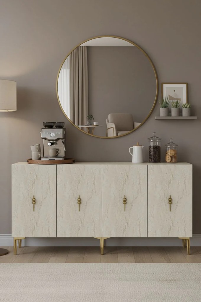 Salkım 150 - White, Gold, Travertine