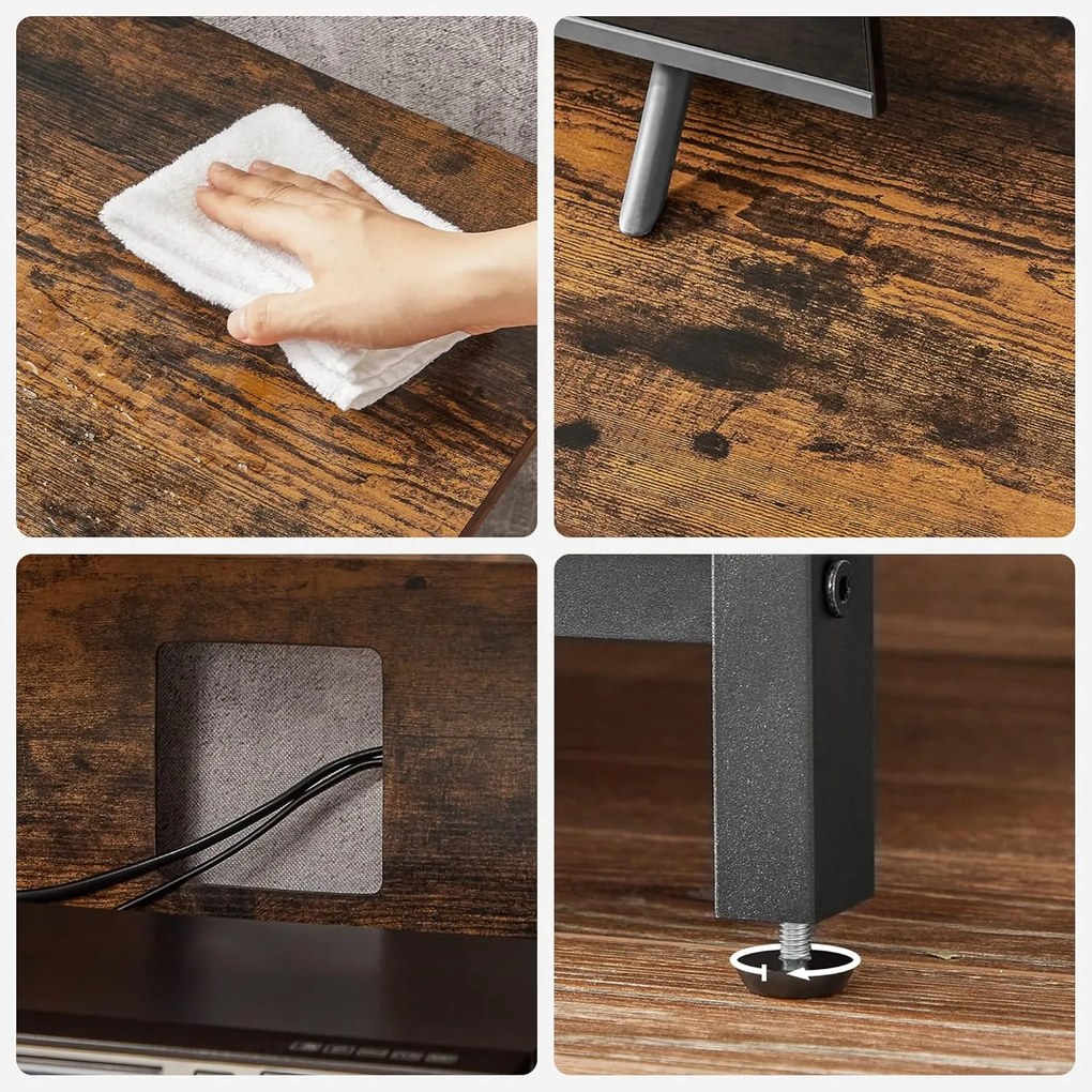 Tv-állvány 60 hüvelykes tv-ig, rusztikus barna és fekete színben