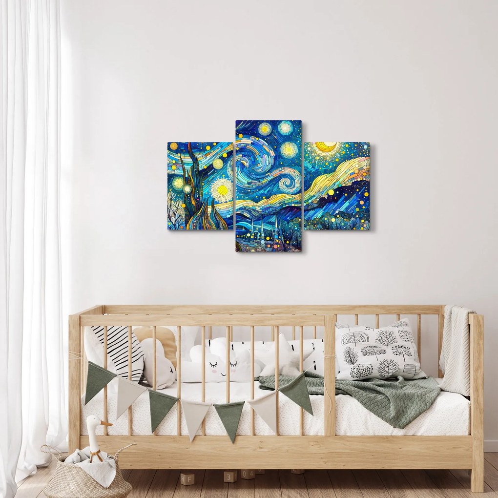 Kép – Csillagos éjszaka mozaikja (90x60 cm)