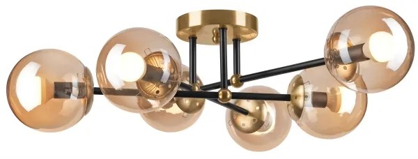 Felületre szerelhető csillár  MALENA 6xE14/5W/230V arany/fekete/füstös bézs