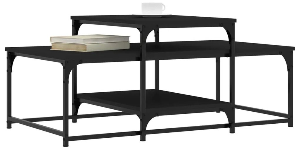 Fekete szerelt fa dohányzóasztal 102 x 60 x 45 cm