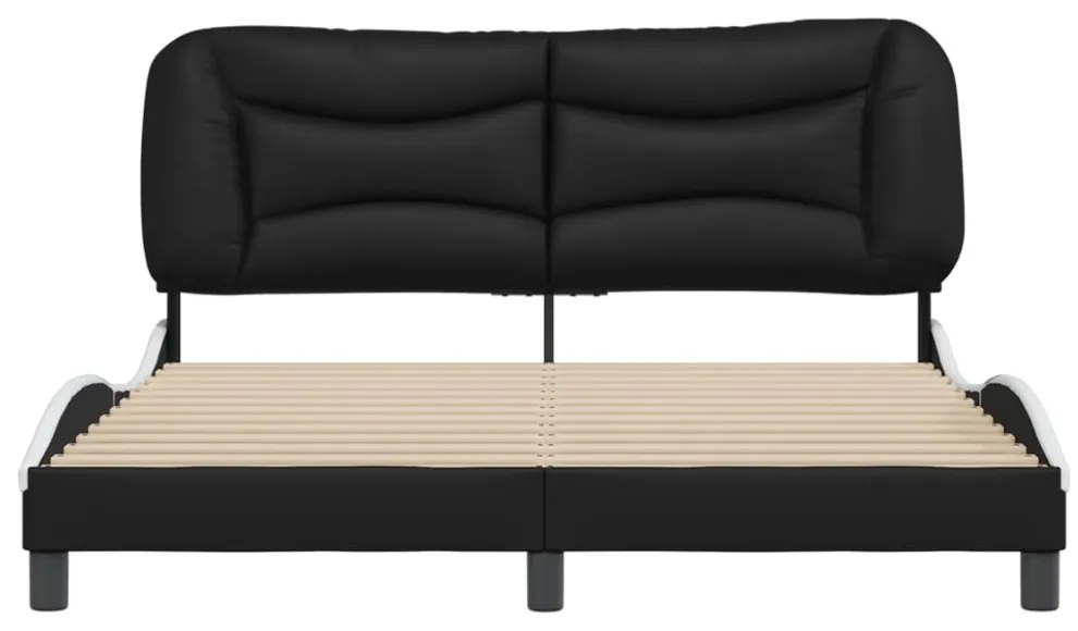 fekete és fehér műbőr ágykeret matrac nélkül Hvar 160 x 200 cm