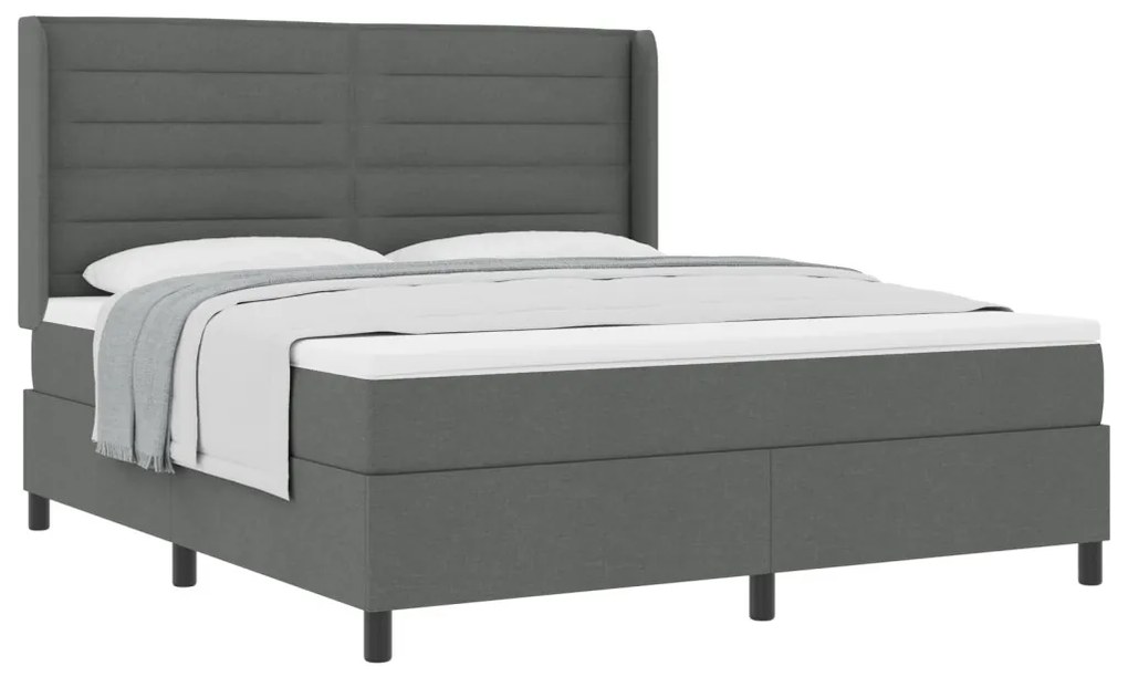 Boxspring Ágy Matracra Sötétszürke 180x200 cm Szövet