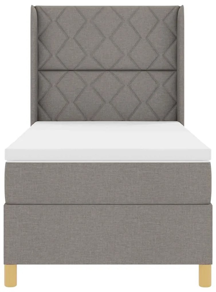 Boxrugós ágy matracmal Tópszínű 100 x 200 cm szövet