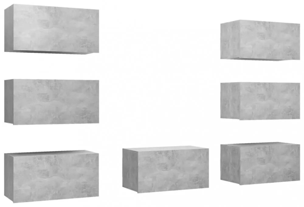 7 db betonszürke szerelt fa TV-szekrény 30,5 x 30 x 60 cm