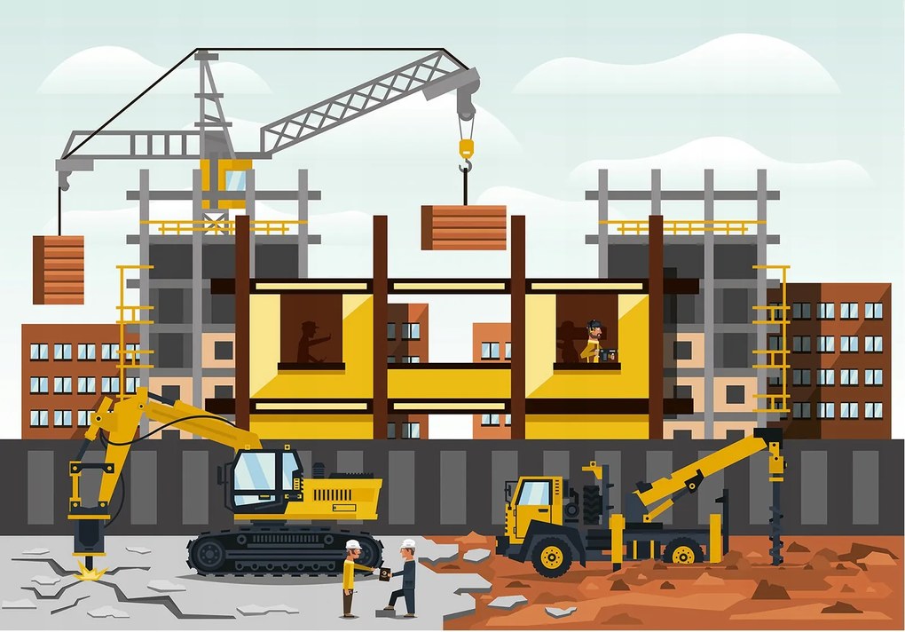 Fotótapéta flizelin Építés Daru Beton Ég Felhők 250x175 +ragasztó