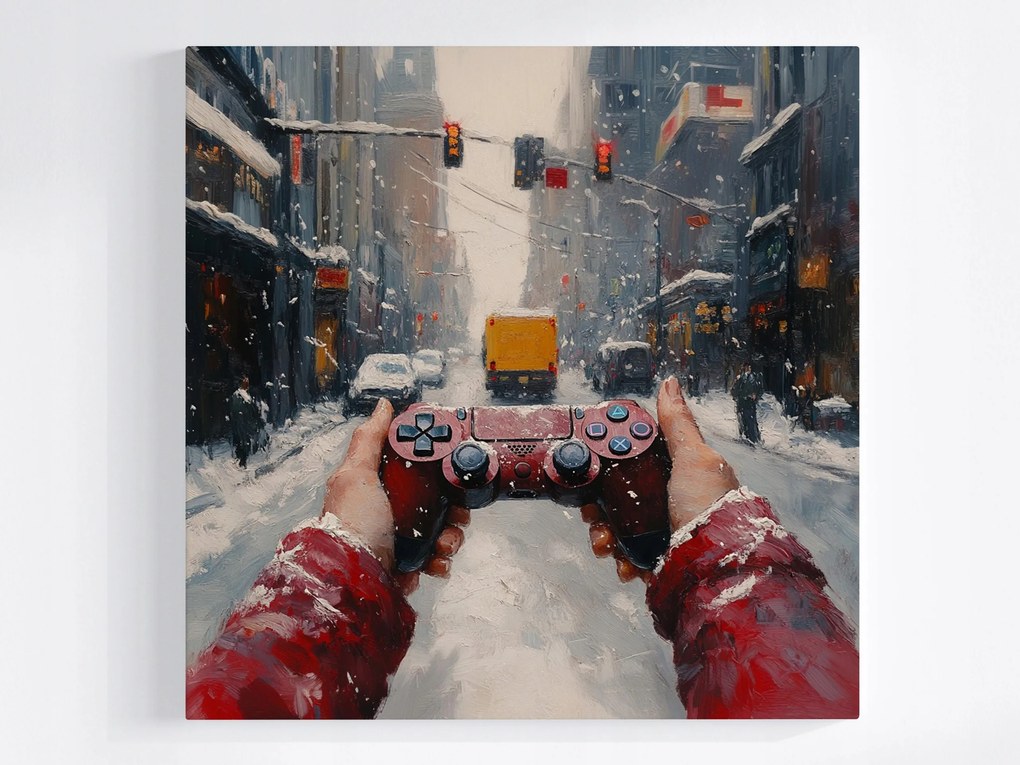 Vászonkép Canvas Gamer Gaming Pad Kontroller Utca Autó 80x80