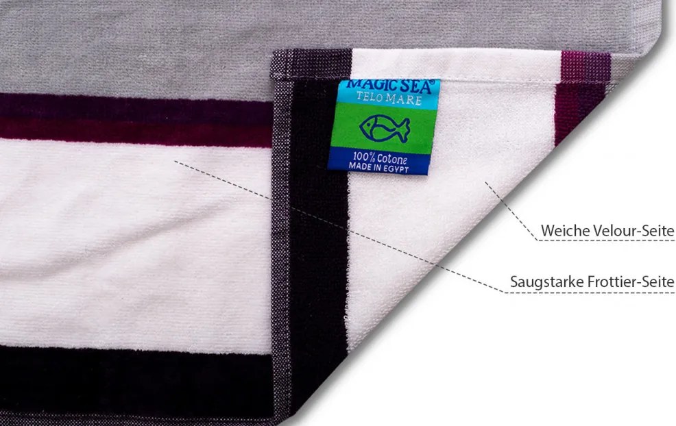 Happy Stripe purple strandtörölköző