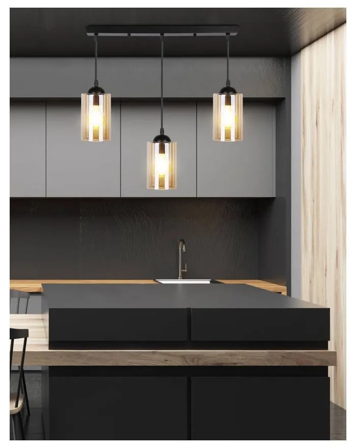 Fekete függőlámpa üveg búrával 10x55 cm Bistro – Candellux Lighting
