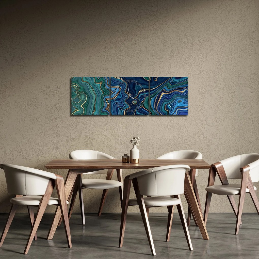 Kép - zöld-kék márvány (órával) (90x30 cm)