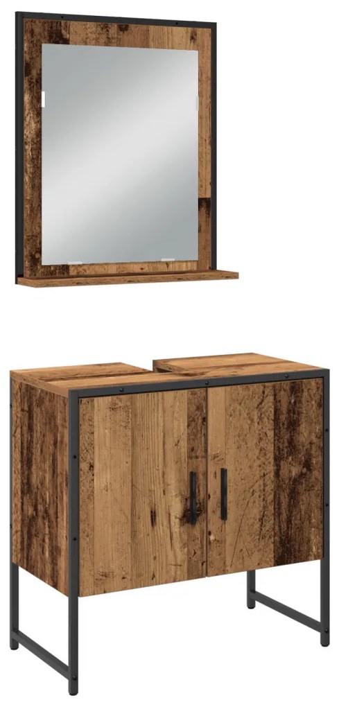 vidaXL Fürdőszoba bútor szett 4 pcs Barna 33 x 33 x 185.5 cm Faanyag