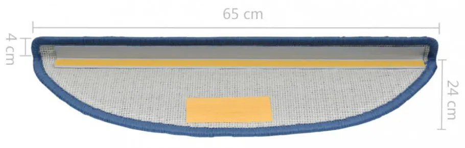 15 darab kék lépcsőszőnyeg 65 x 24 x 4 cm