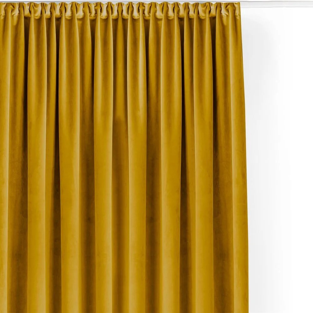 Mustársárga bársony dimout (részleges sötétítő) függöny 265x270 cm Velto – Filumi