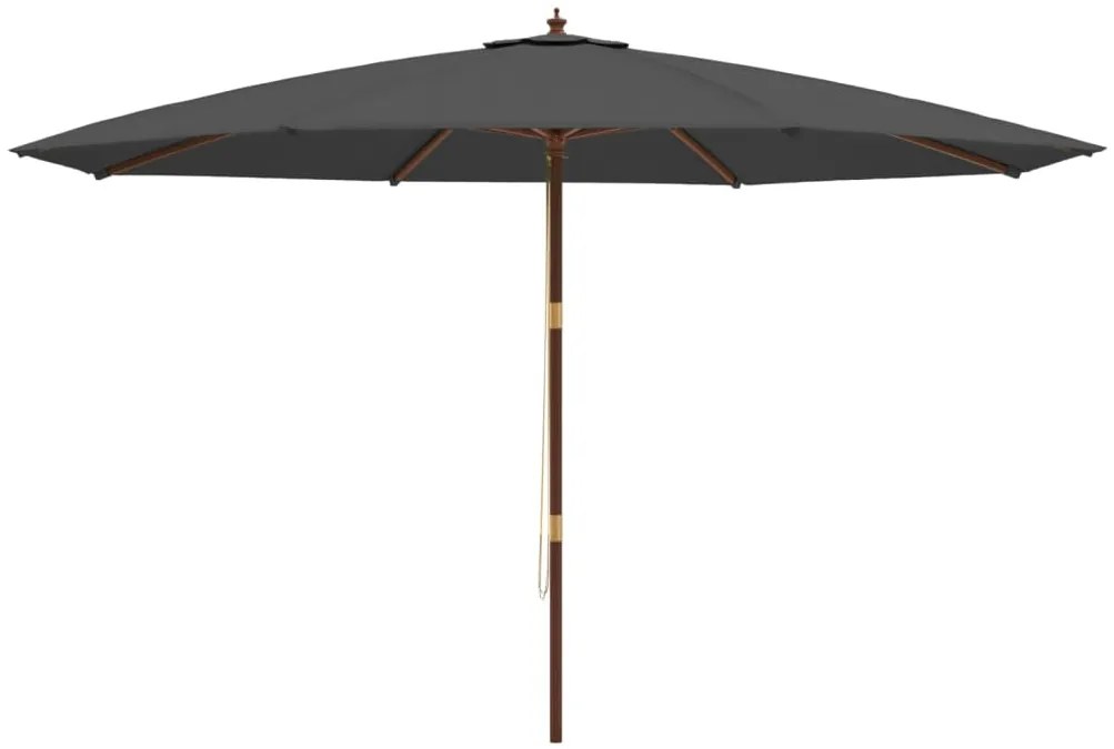 antracitszürke kerti napernyő fa rúddal 400 x 273 cm