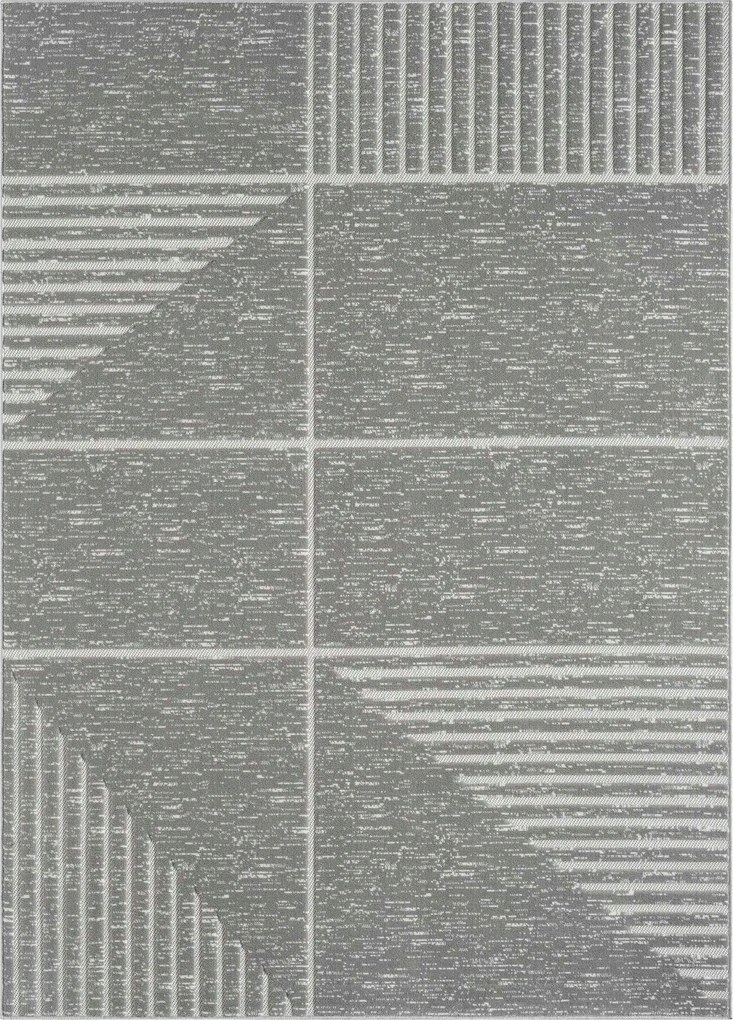 Szőnyeg nappaliba 120x160 cm, puha szálú, szürke modern 3D mintás