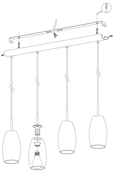 Eglo 97587 - Csillár zsinóron BATISTA 3 4xE27/40W/230V