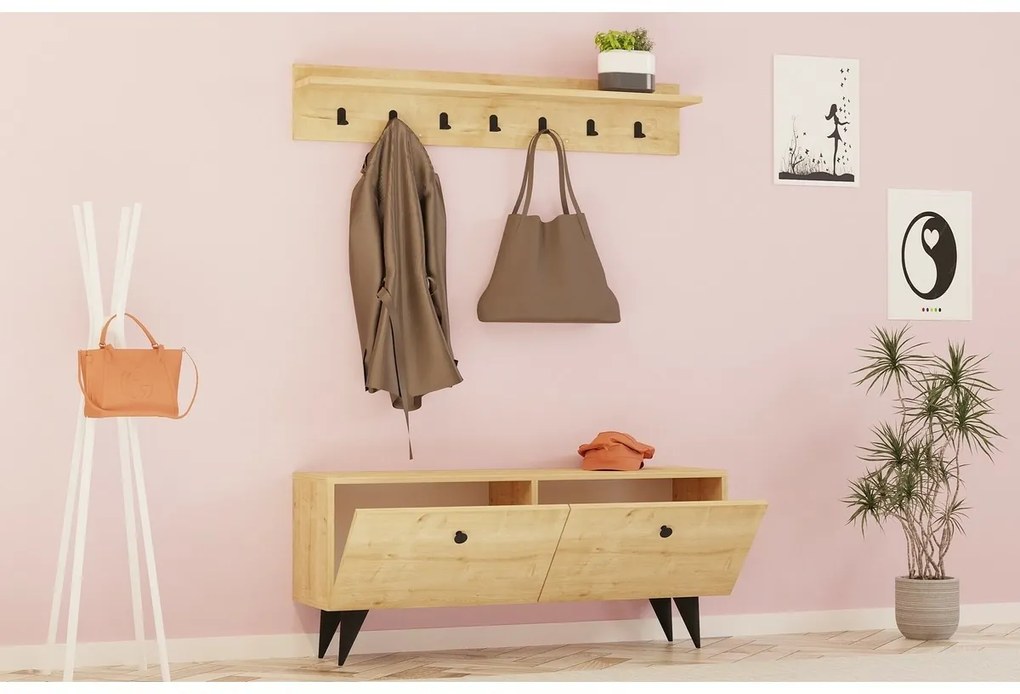 Fali akasztó cipővel Rupa Oak