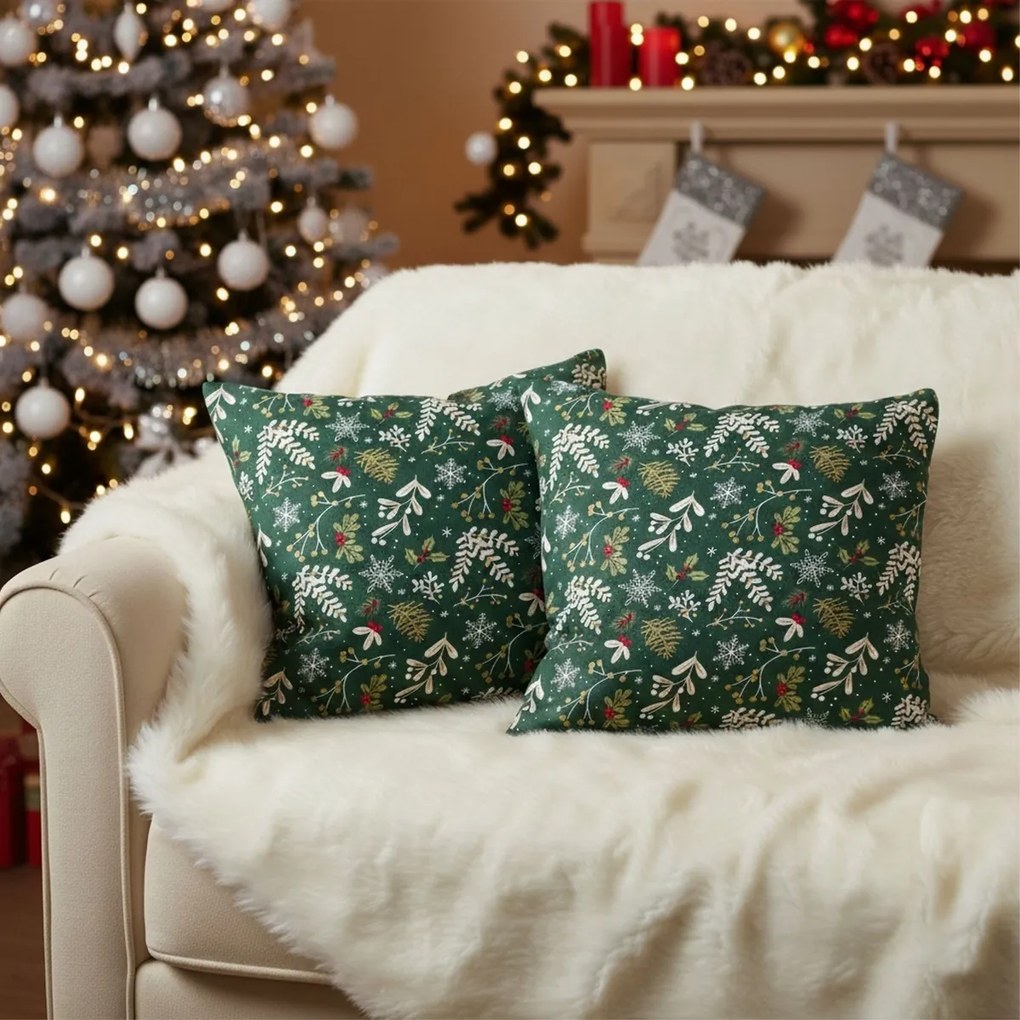 Párnahuzat Zelené Vánoce (Zöld karácsony), 40 x 40cm